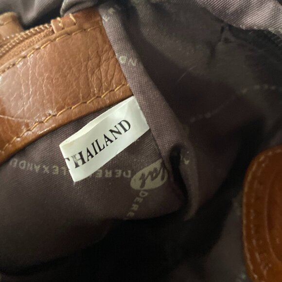 Derek Alexander Two Sided Zip Cross Body Bag Tan Premium Genuine Leather - Picture 13 of 16